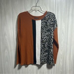 I.N. Studio Color Block Leopard Print Sweater Size Medium